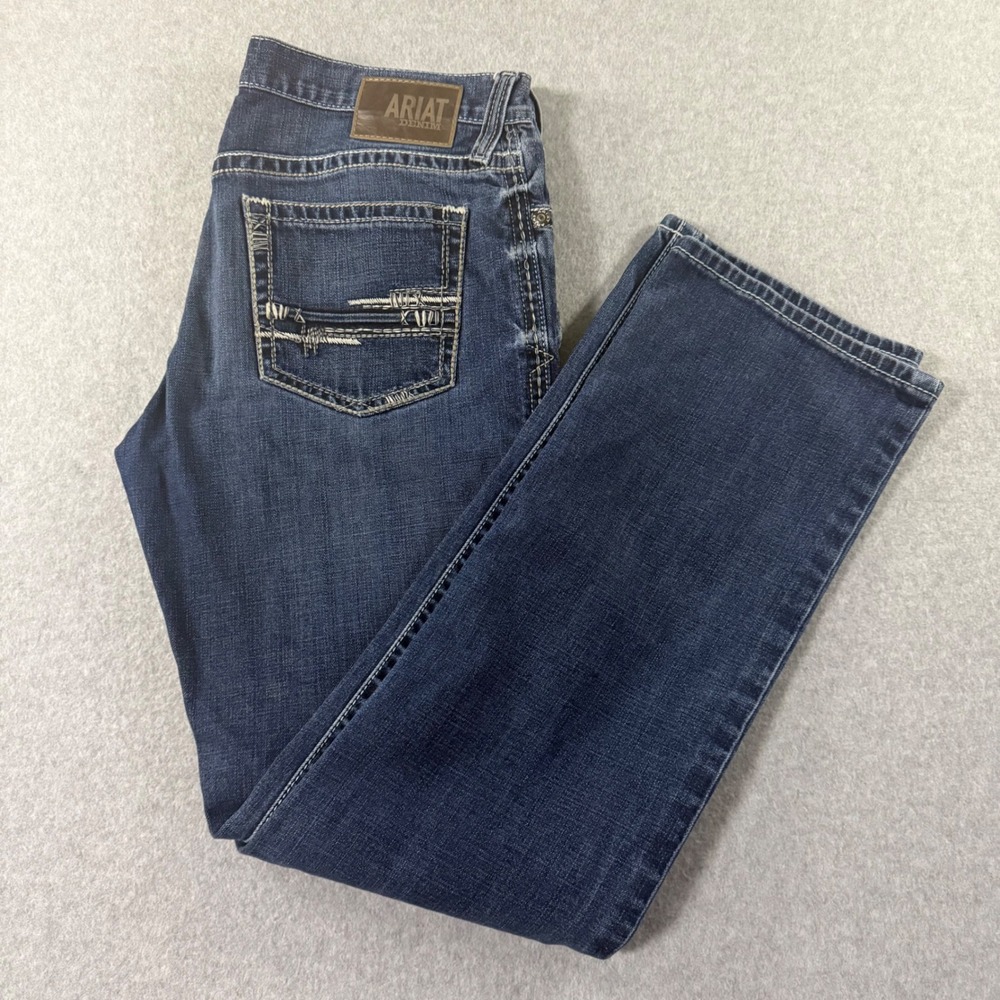 Ariat M4 Relaxed Boot Cut Jeans Mens 34x36 Dark Wash Denim Western Workwear